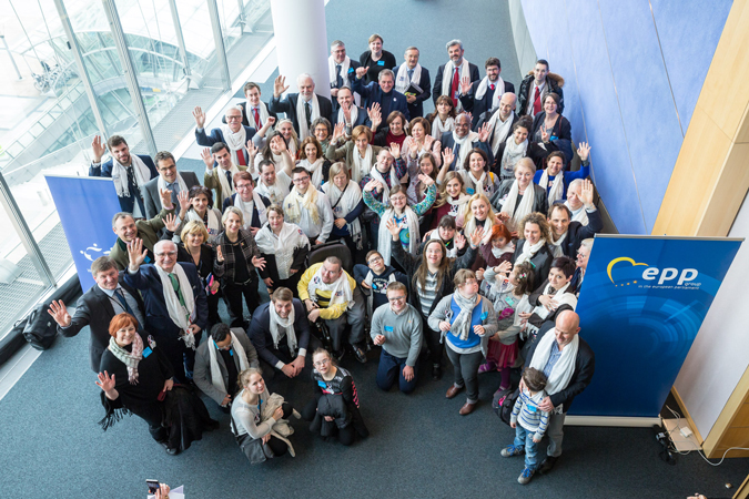 People with Down syndrome from all European countries at the European parliament