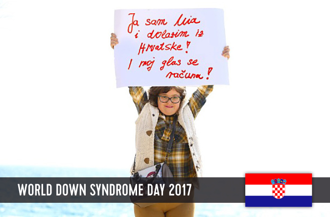 Young Croatian woman holding up a sign with her statement to WDSD 2017