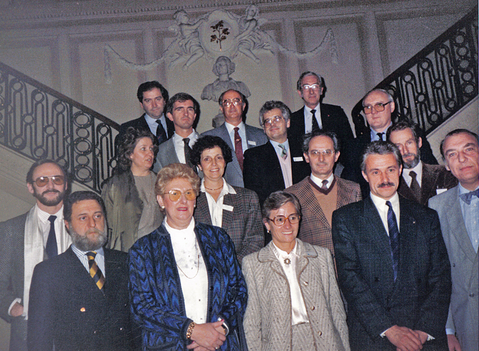 Photograph, taken at the Town Hall of Verviers, of the founding members (France) showing the association’s first board of management